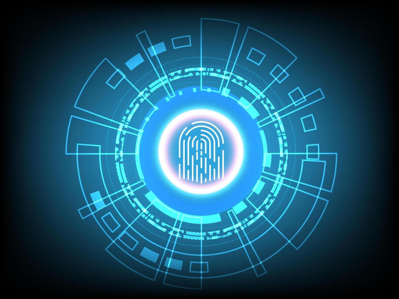 Futuristic Biometric Fingerprint Scanner Interface. vector