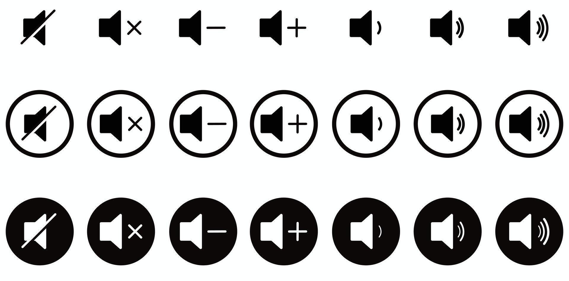 volume control icon set in fill style vector