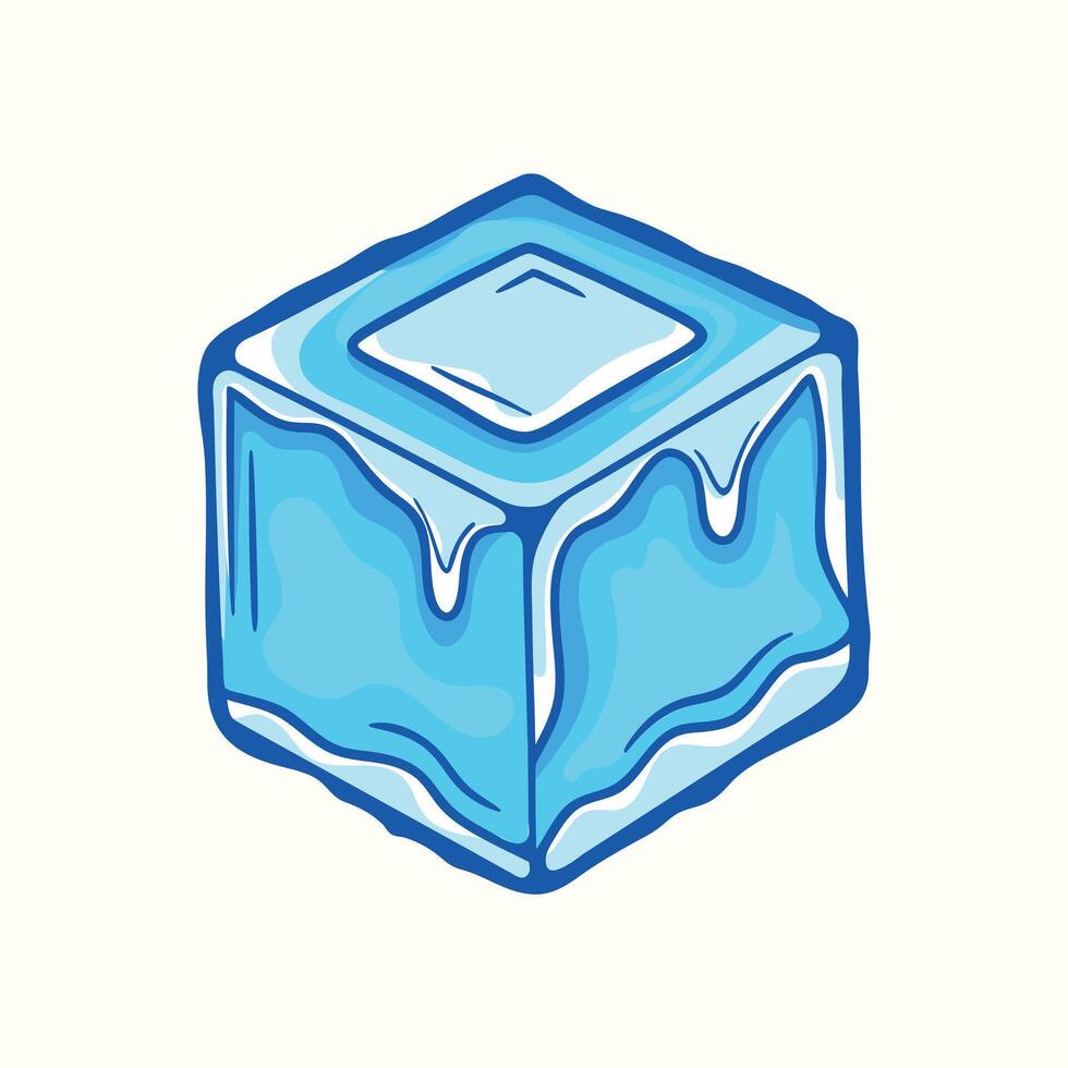 Ice cube piece of cold hand drawing design vector