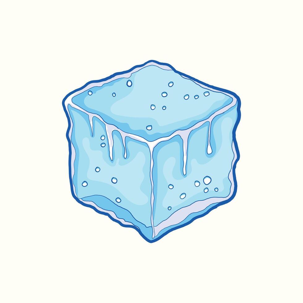 Ice cube piece of cold frozen illustration design vector