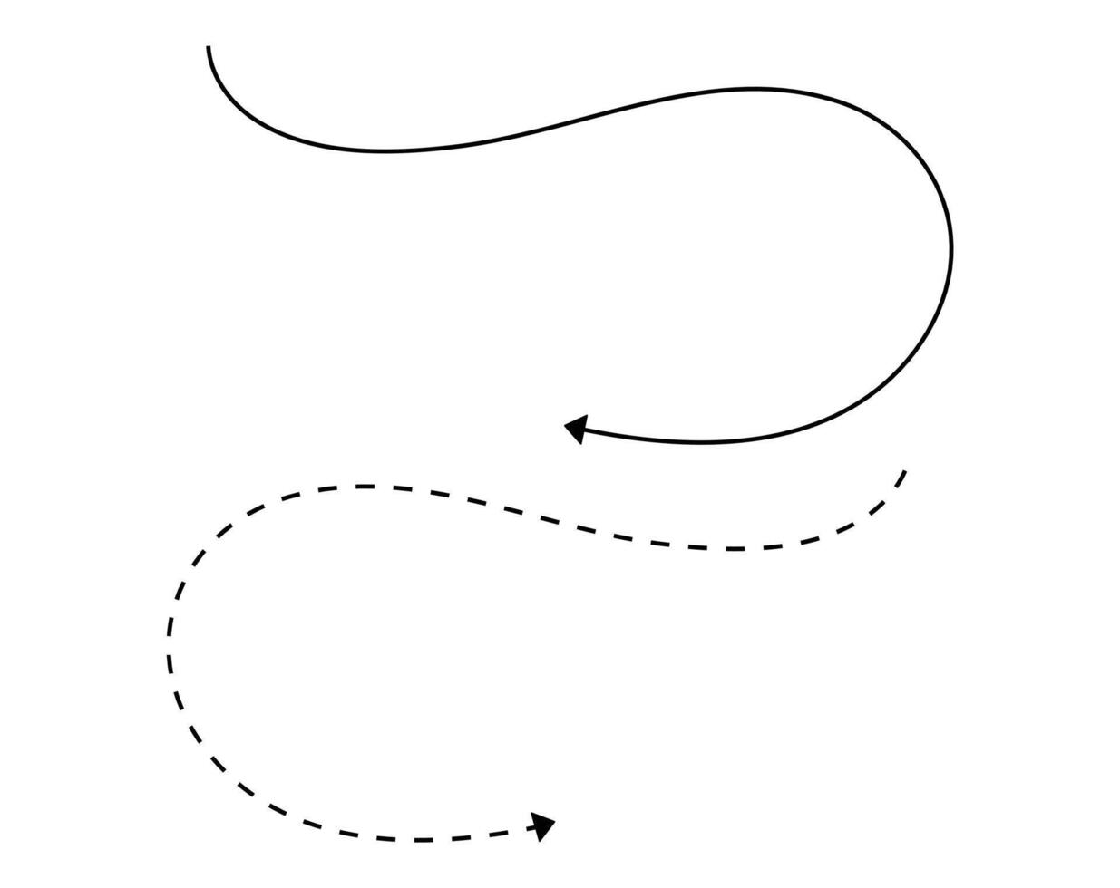 pointing arrow with curved and dotted path vector