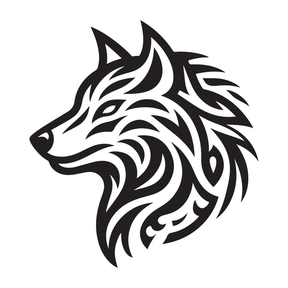 Wolf Head Graphic - Intricate Tribal-Inspired Design vector