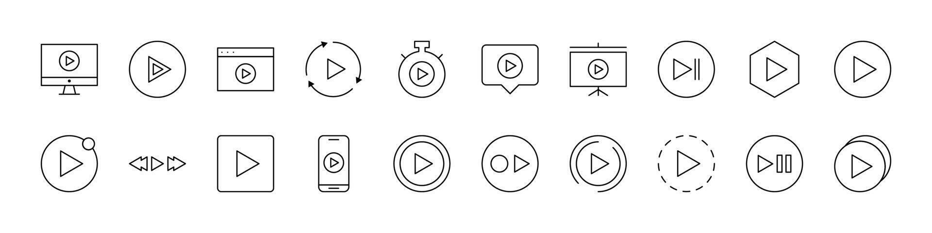 Play Sign Modern Outline Style Icons for Design, Cards, Apps, Social Networks vector
