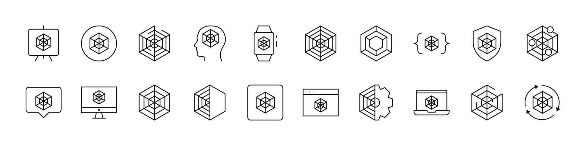 Bundle of Net Related Line Icons. Outline Signs for Graphic and Web Design, Apps, Adverts, Various Cards vector