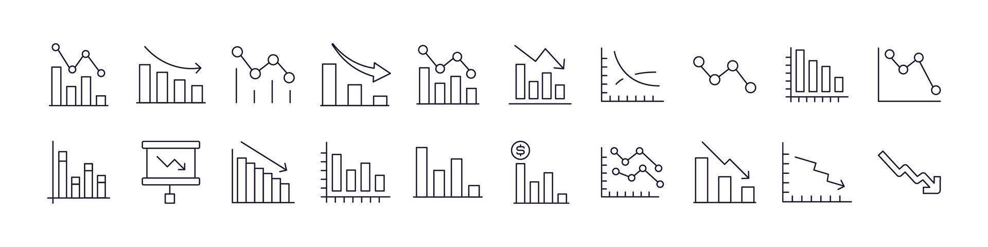 Progress Bar and Growth Diagram Thin Icons Collection. Editable Stroke. Perfect for Web Sites, Books, Cards, Apps vector