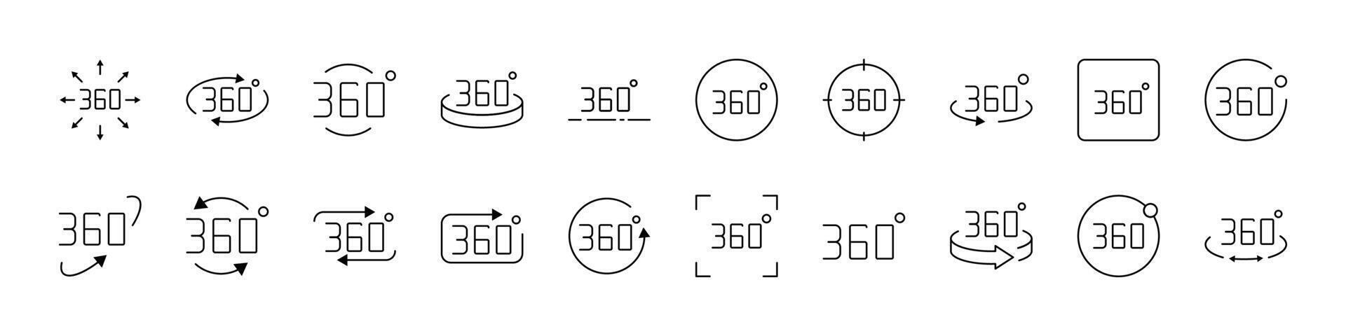 360 Thin Line Icon Set. Outline Signs for Graphic and Web Design, Apps, Adverts, Various Cards vector