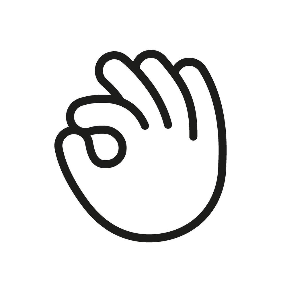 Hand sign OK, gesture great line icon. All done, all right. Communication gestures concept. illustration vector
