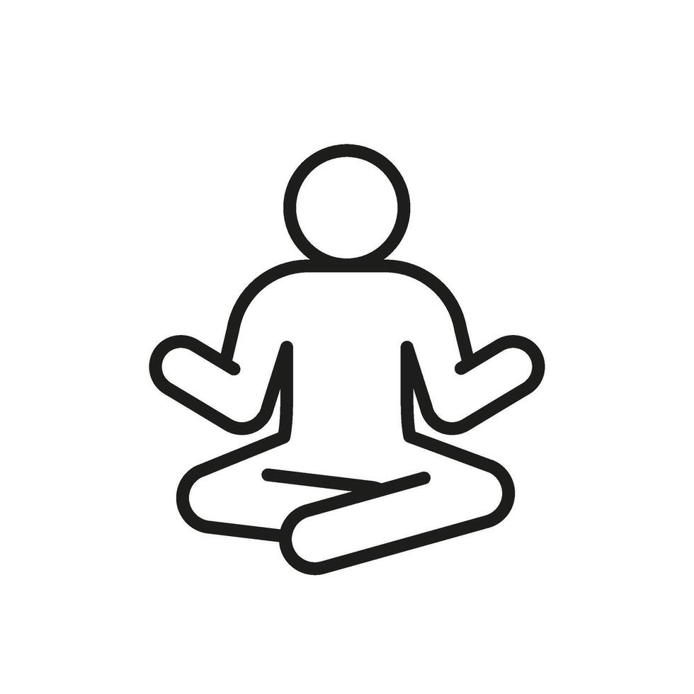 Meditation pose in yoga, line icon. Person sitting in lotus pose. Relax body and mind, keep calm. illustration vector