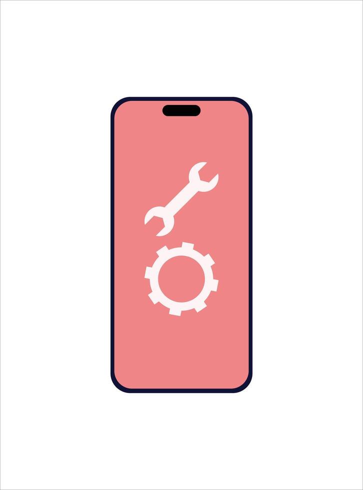 Modern phone with display setting icon design vector