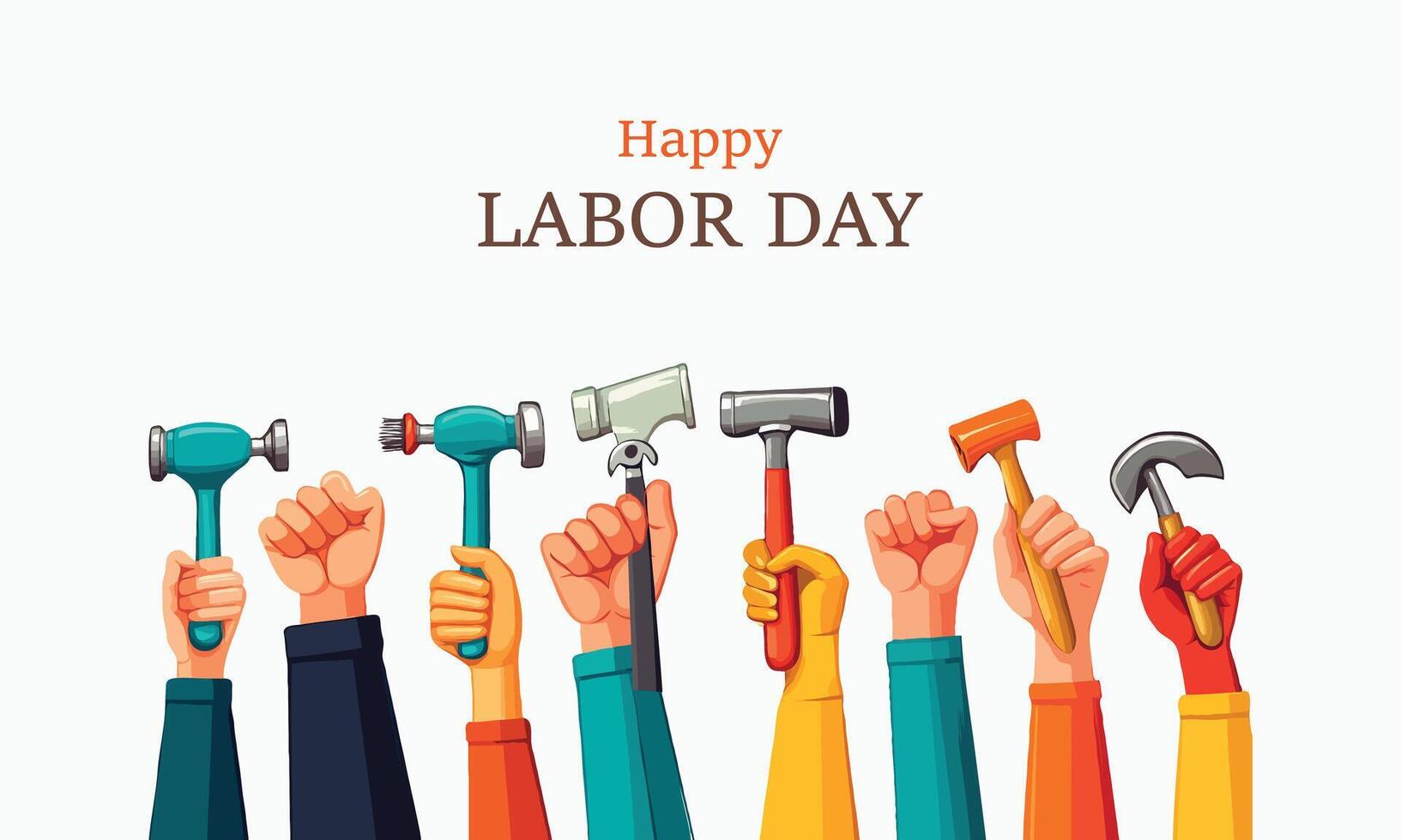 Labor Day Banner with Fists and Tools Symbolizing Hard Work vector