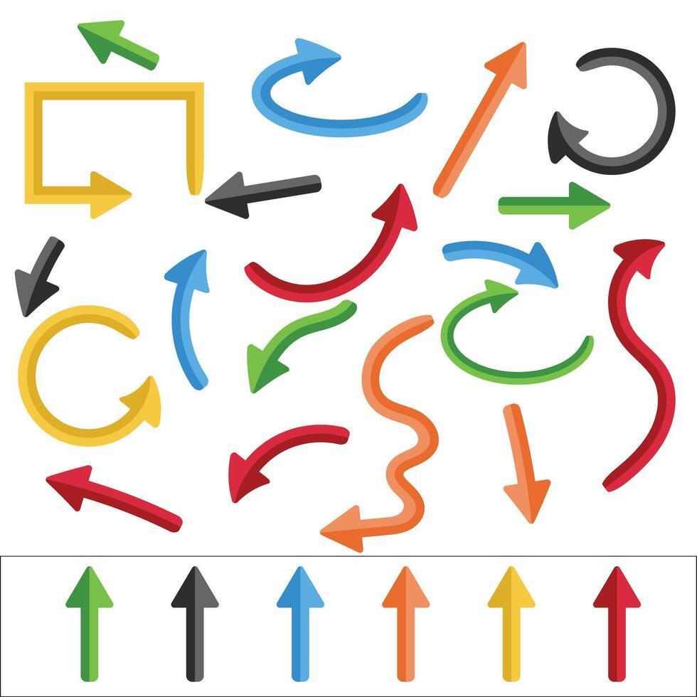 Flat 2D Arrow Graphics for Design and Presentation vector