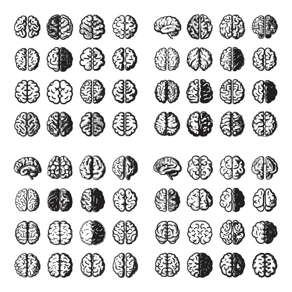Large Set Brain Icon collection vector