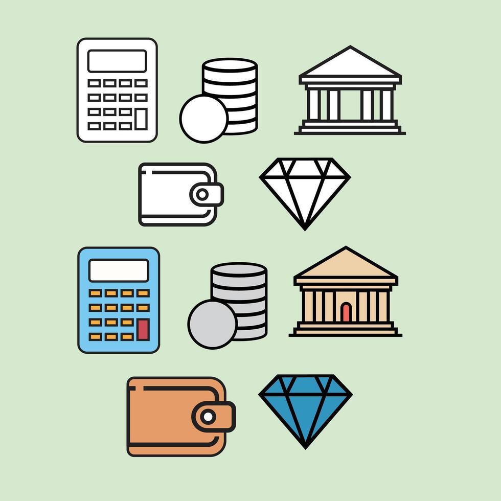 Simple Colour Finance Icon set vector