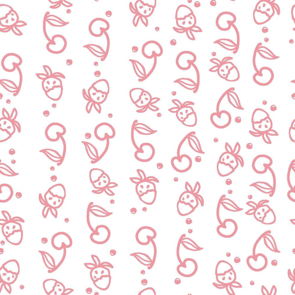 Cherry and strawberry pastel seamless pattern vector