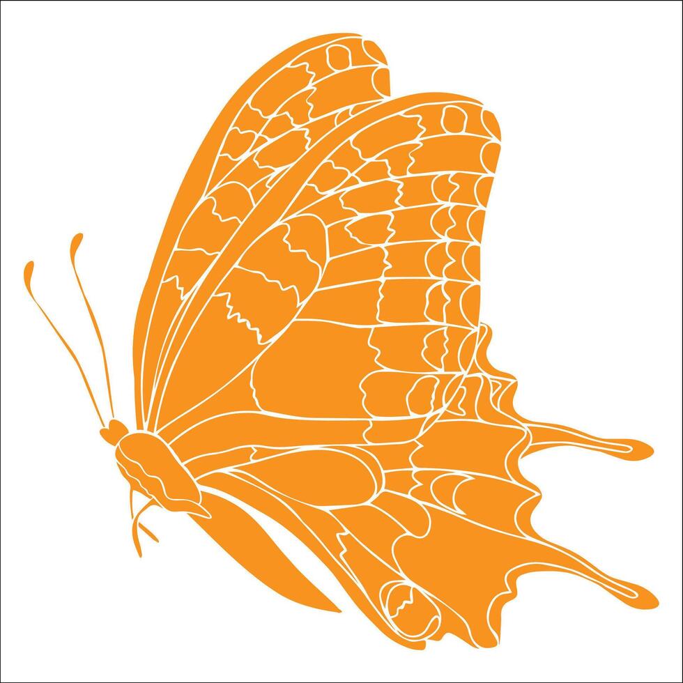 Butterfly silhouette illustrations . Insect with wind for tattoo, hand drawn stickers, coloring page. illustration, isolate on white background. vector