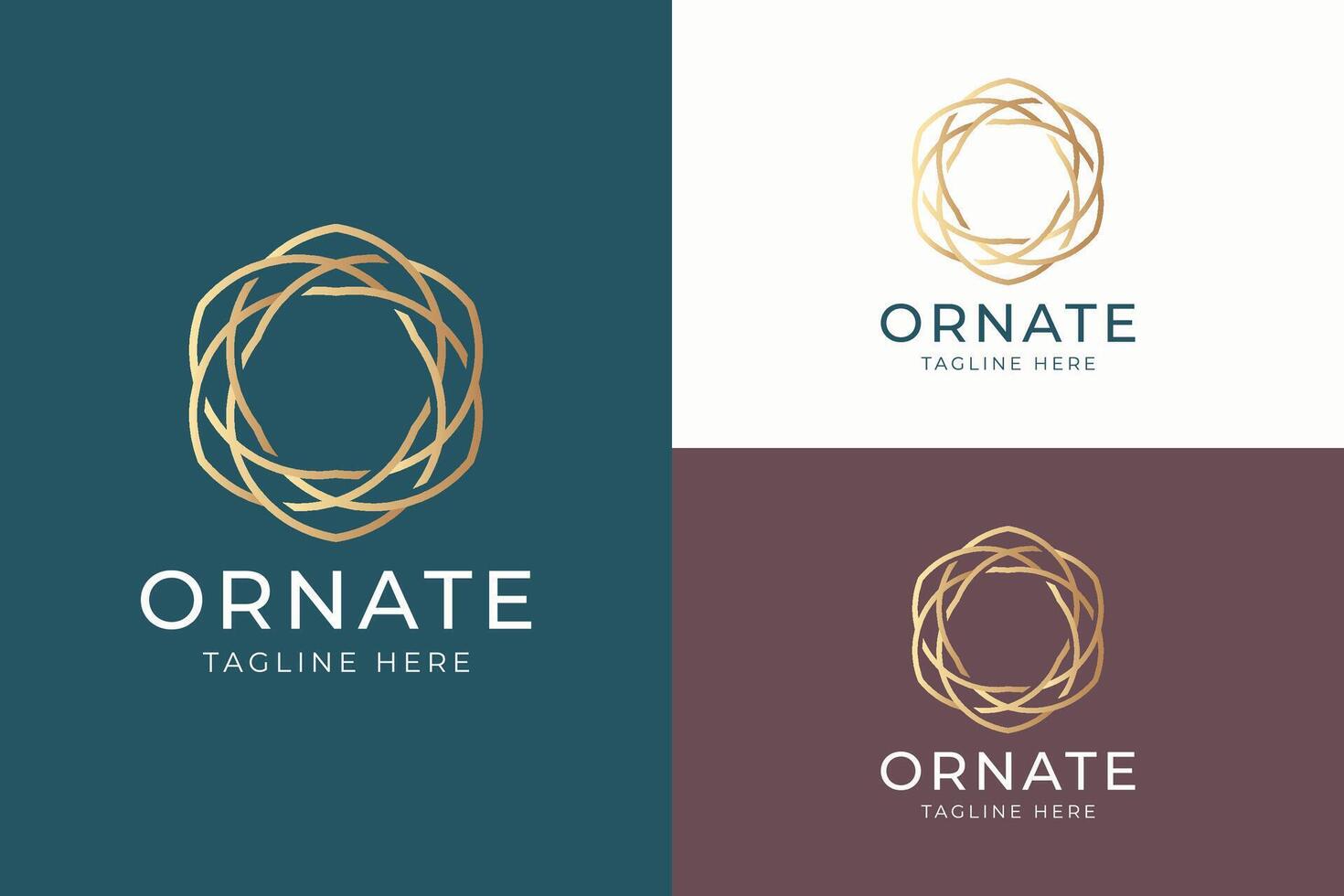 Elegant and Intricate Circular Logo in Gold Reflecting Luxury and Sophistication vector