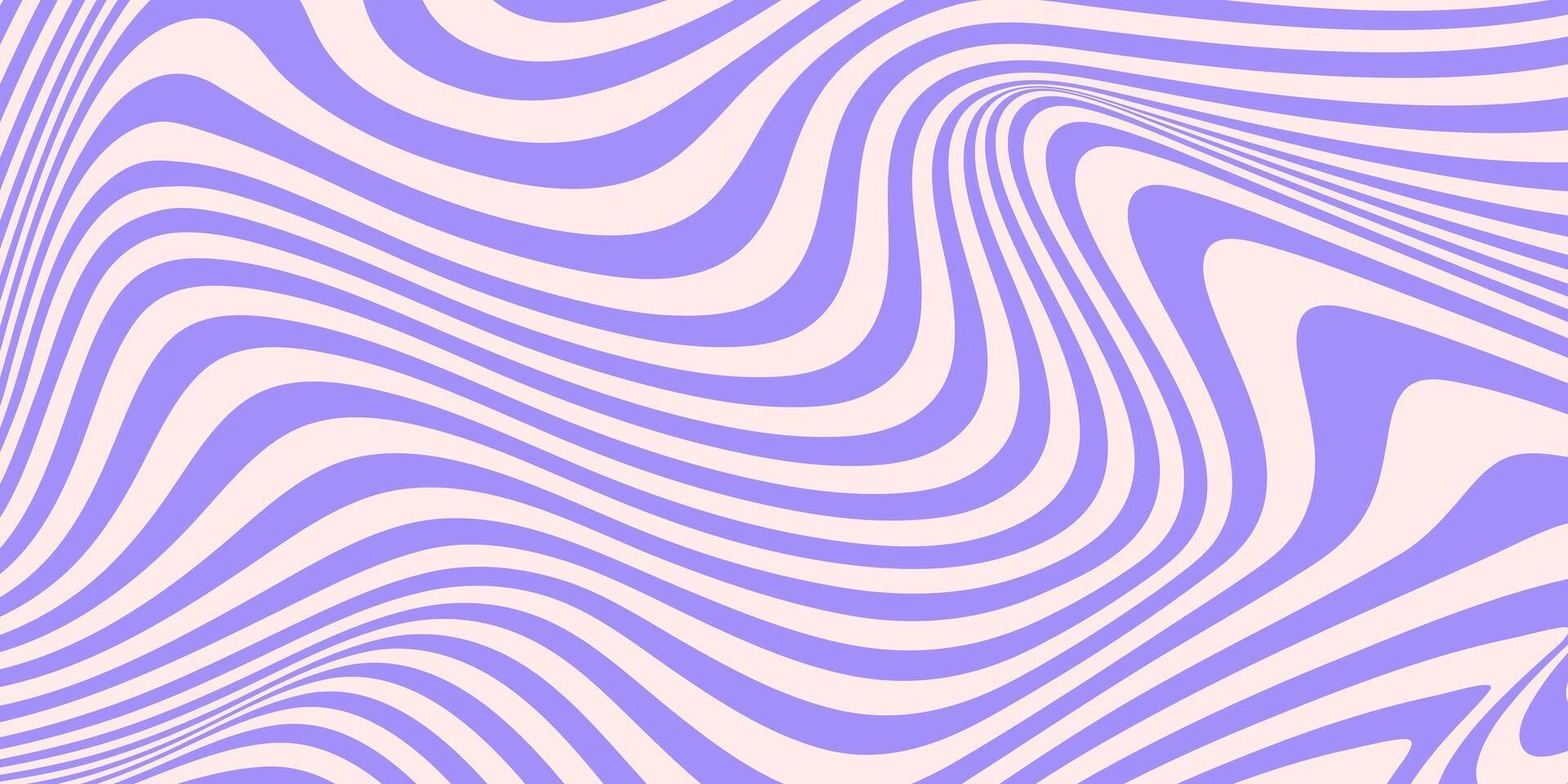 Abstract horizontal monochrome background with dynamic waves. Trendy illustration in style retro 60s, 70s. Beige and purple colors vector