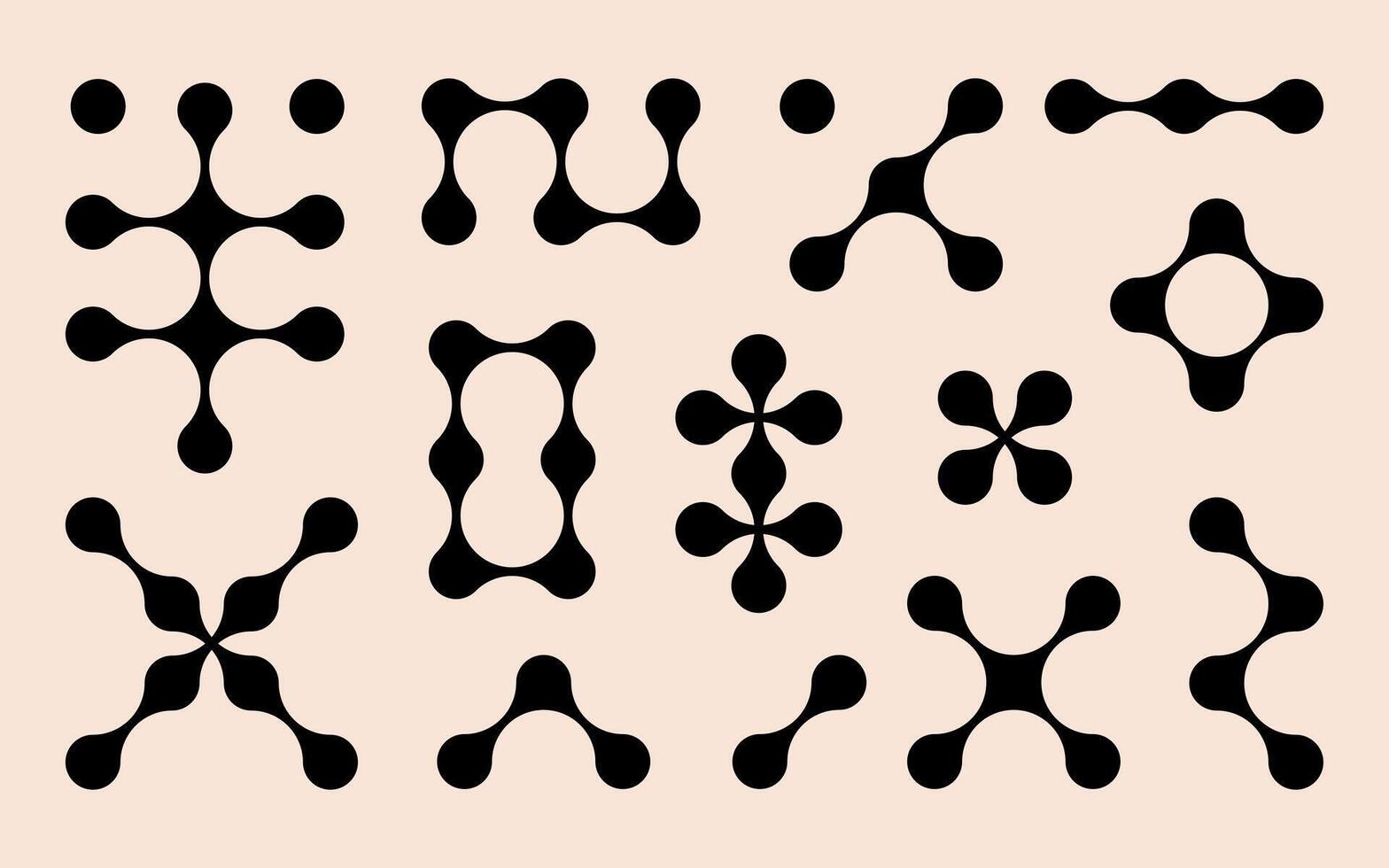 Set black metaballs isolated on a white background. Modern contemporary geometric shapes and elements. vector