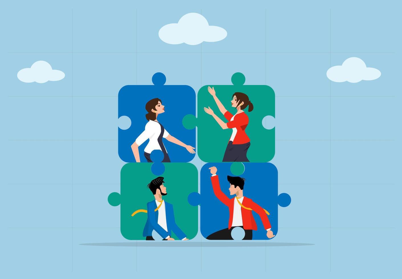Teamwork and Business Collaboration. Partnership, Problem Solving, and Team Strategy Concept. vector