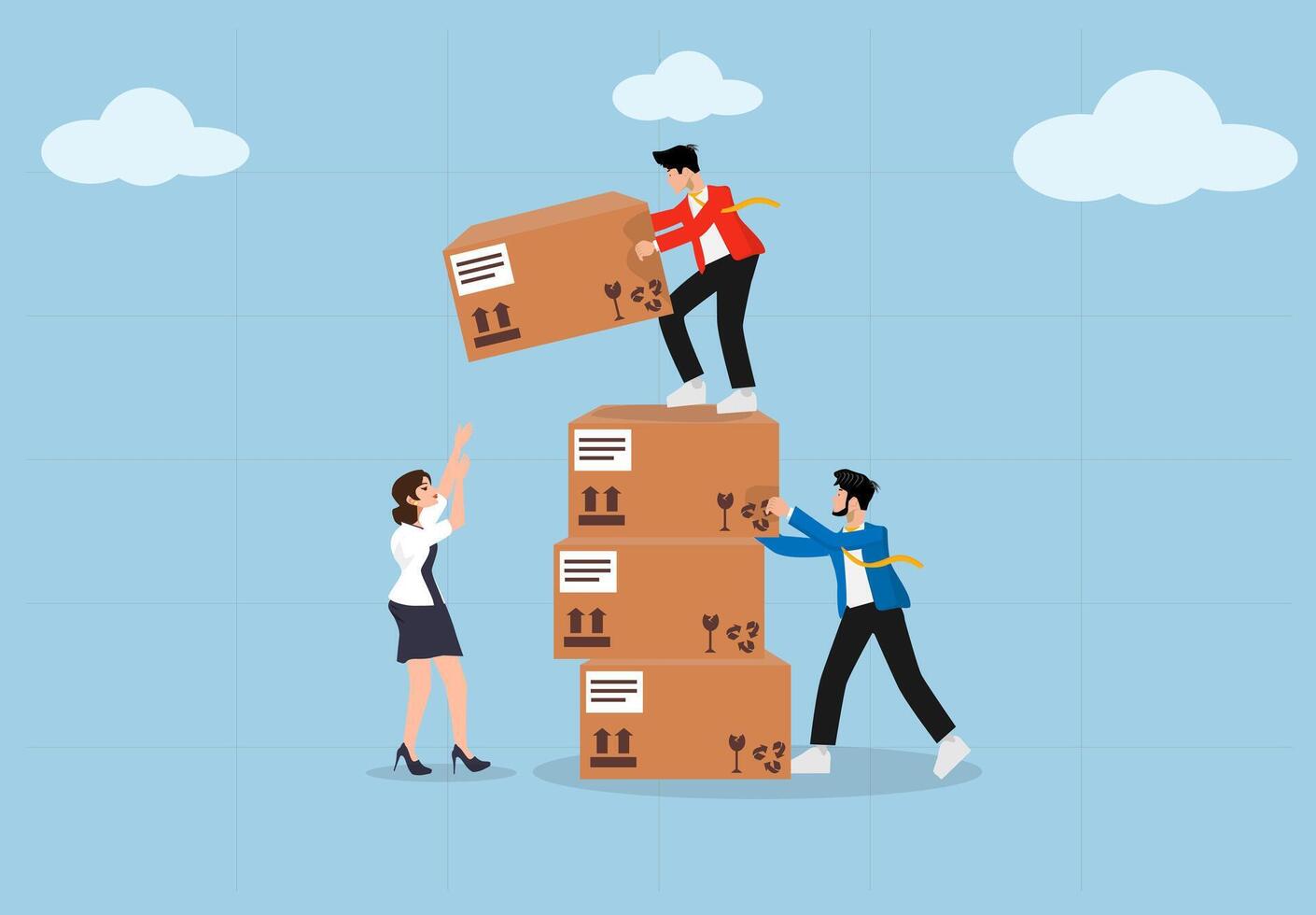 Teamwork and business collaboration for logistics and supply chain success. Corporate Partnership, Distribution, and Growth Strategy. vector