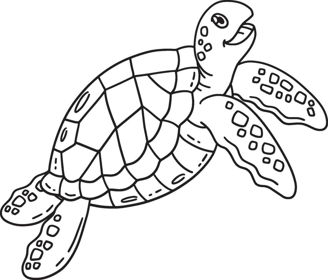 Happy Turtle Isolated Coloring Page for Kids vector