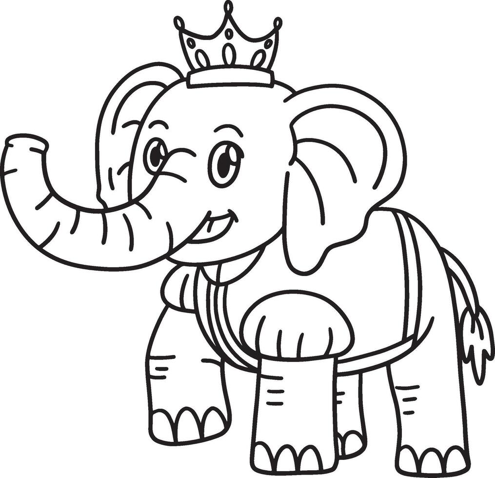 Prince Elephant Isolated Coloring Page for Kids vector