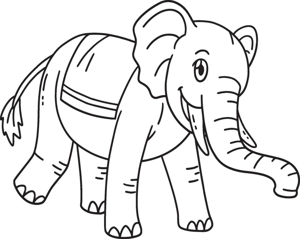 Playing Elephant Isolated Coloring Page for Kids vector