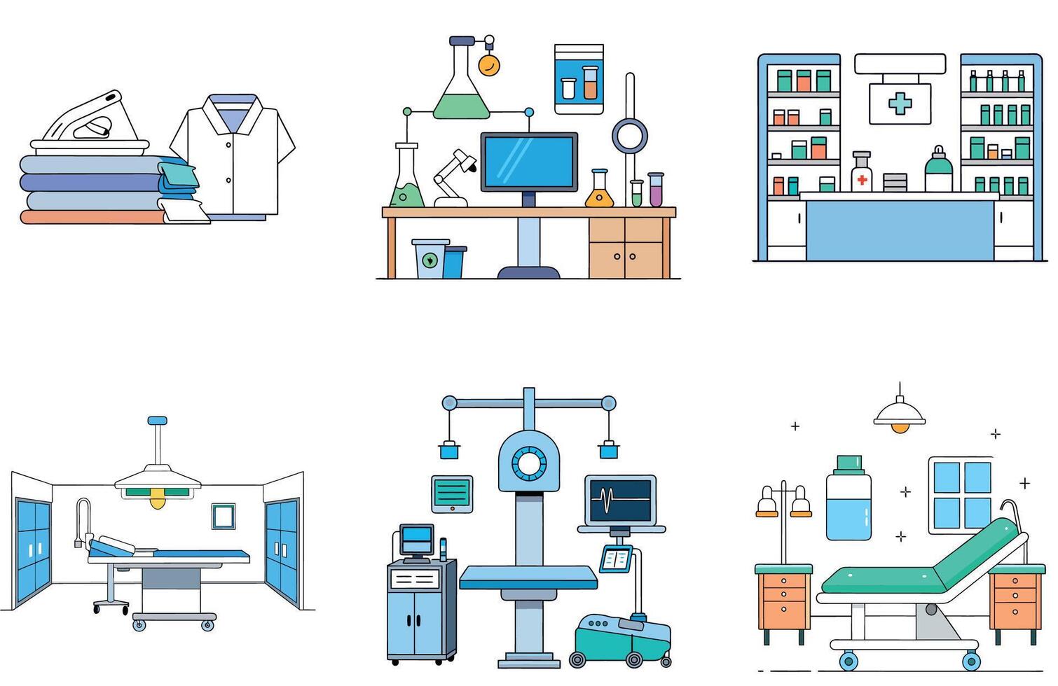 Virtual Reality Medicine Bundle A Futuristic Treatment Collection Icons vector