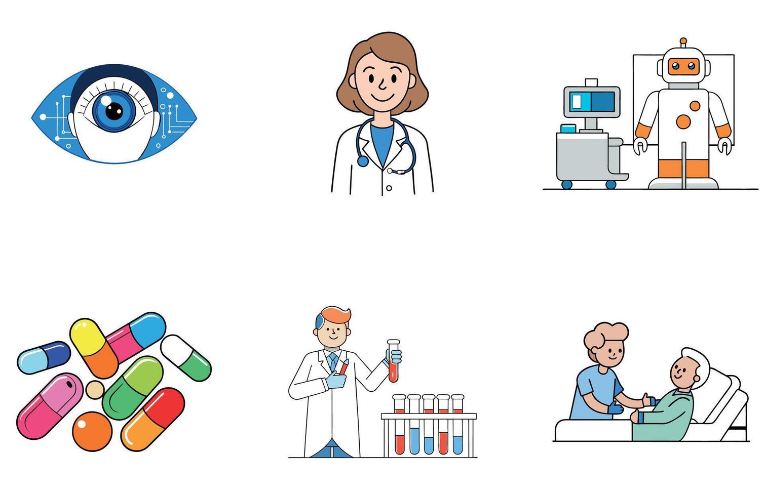 VR Medicine Bundle Scientist's Lab Research Collection Icons vector