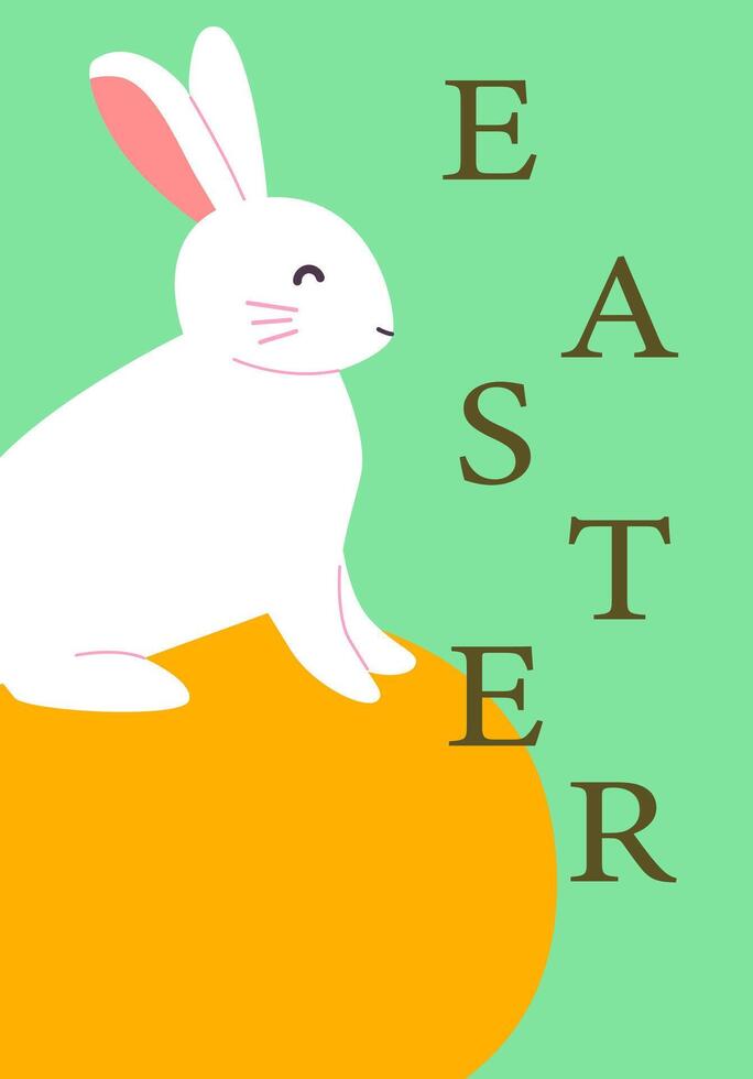 Happy easter poster design featuring a cute bunny and modern layout vector