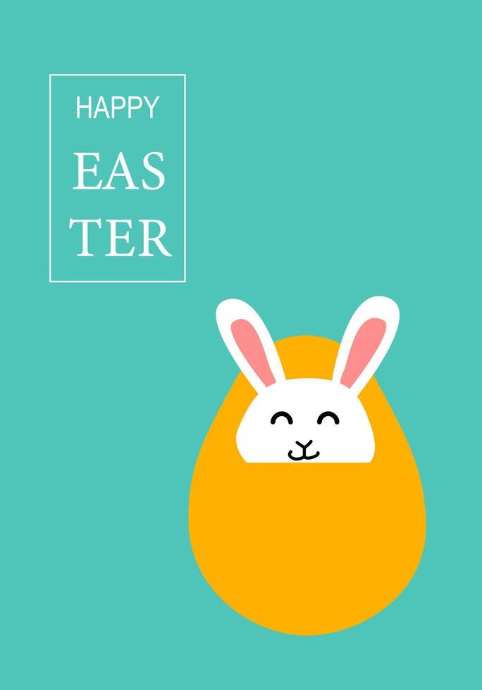 Cute easter card design featuring smiling bunny in egg vector
