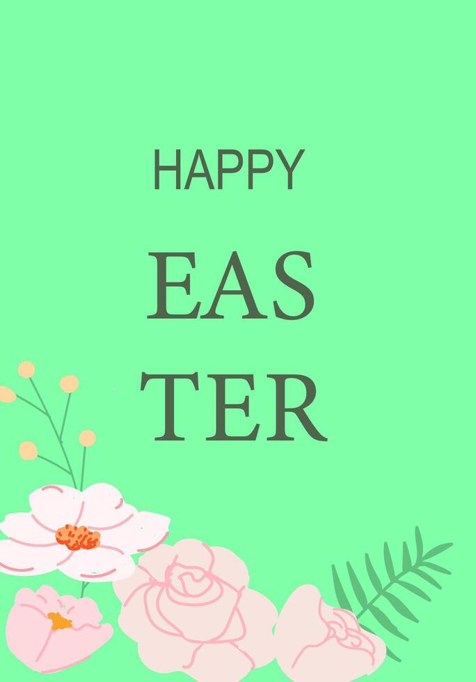 Happy easter celebration design with floral elements for posters and cards vector