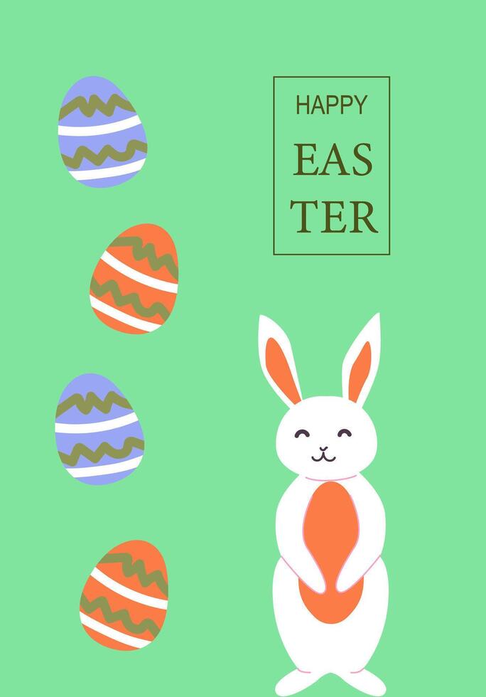 Happy easter celebration with cute bunny and colorful eggs design for posters vector