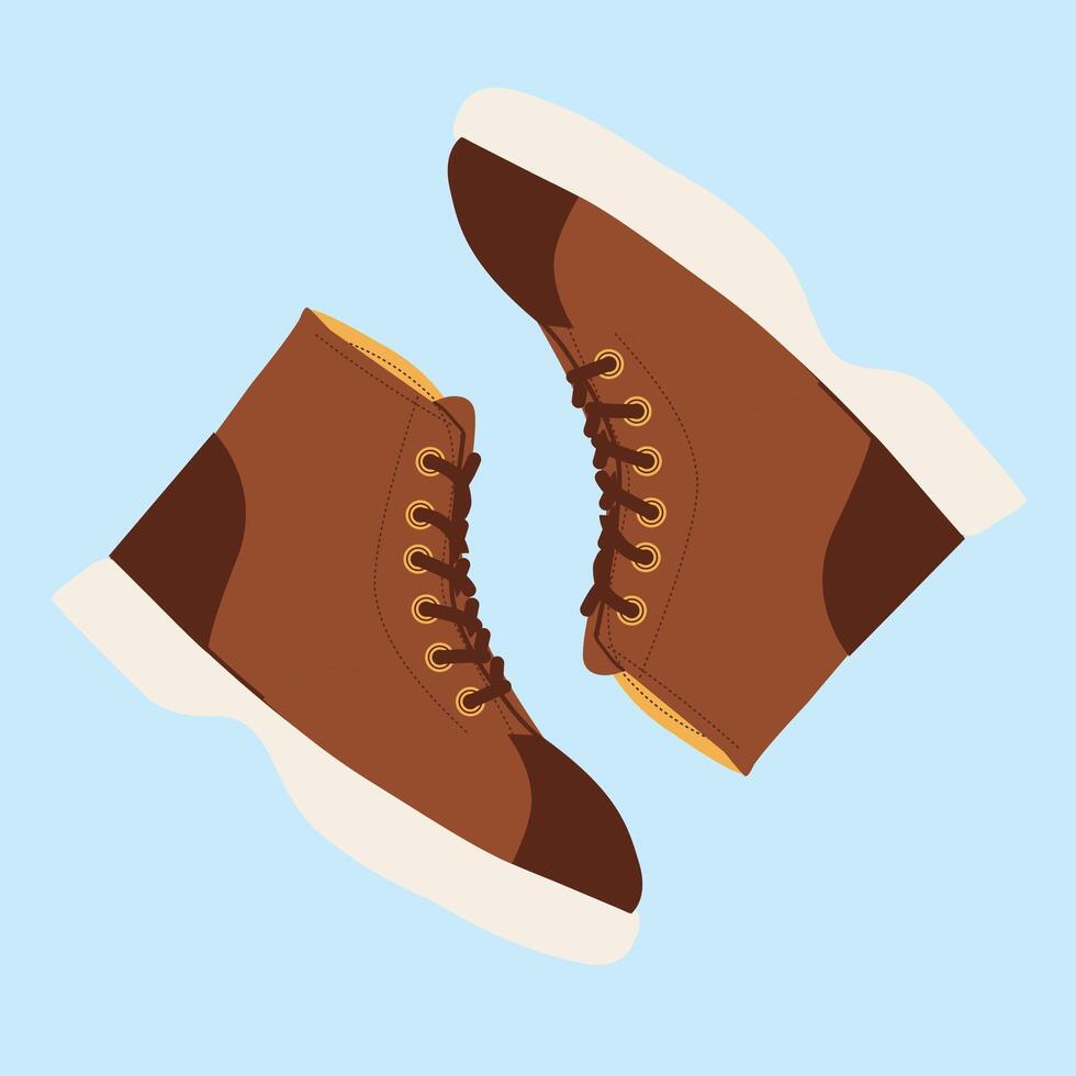 Father's day greeting design with brown boots on blue background vector