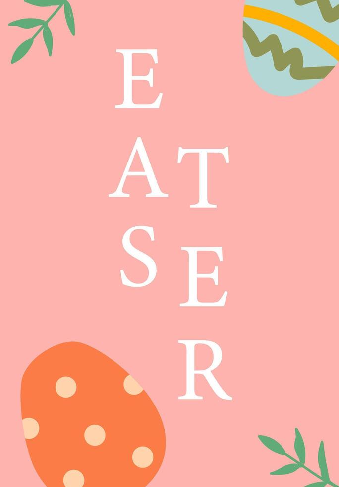 Colorful easter egg design with pastel pink background vector