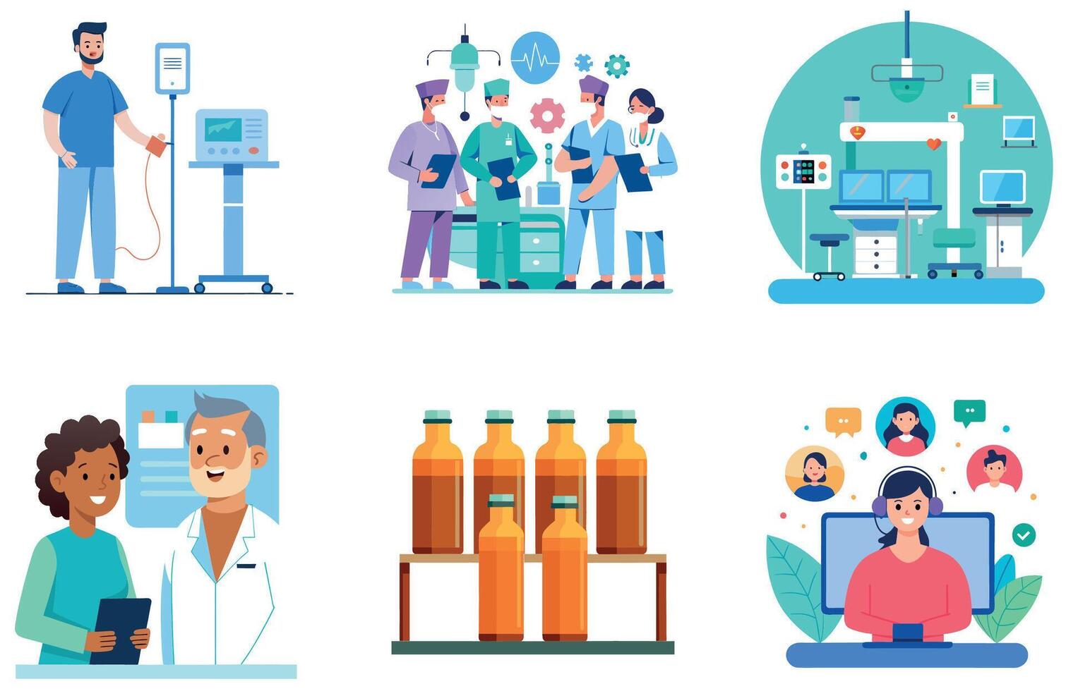 Smart Nanorobot Bundle. Precision Medicine Collection Stickers vector