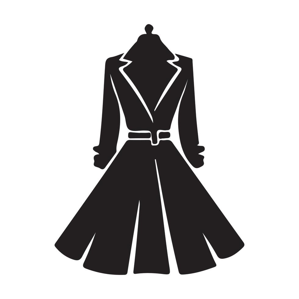 Garment Silhouette, Black and White Dress Design, Isolated vector