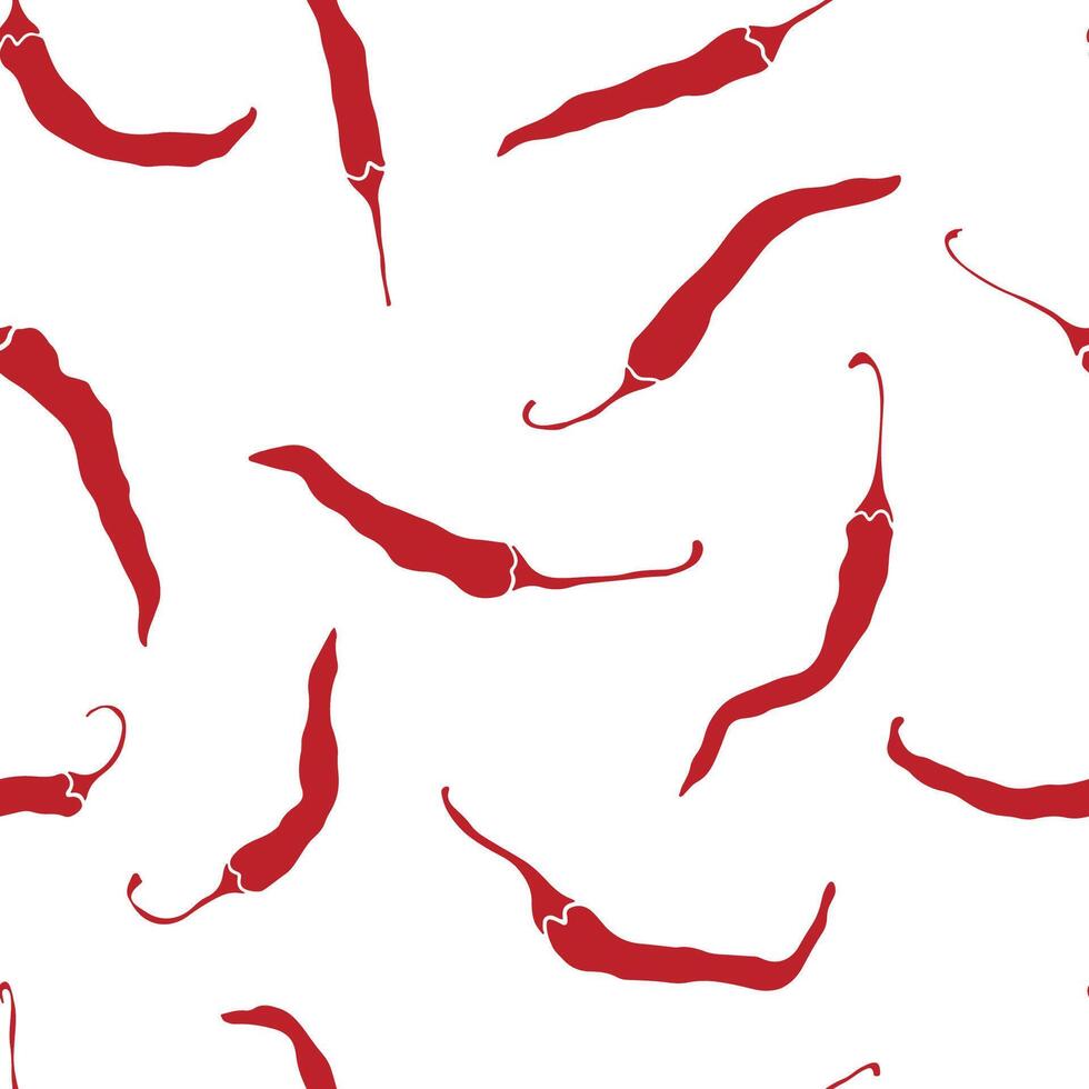 Seamless pattern with red hot spicy chili pepper vector