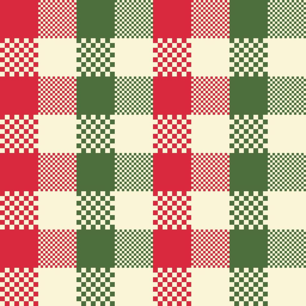 Gingham Christmas Square Seamless Pattern vector