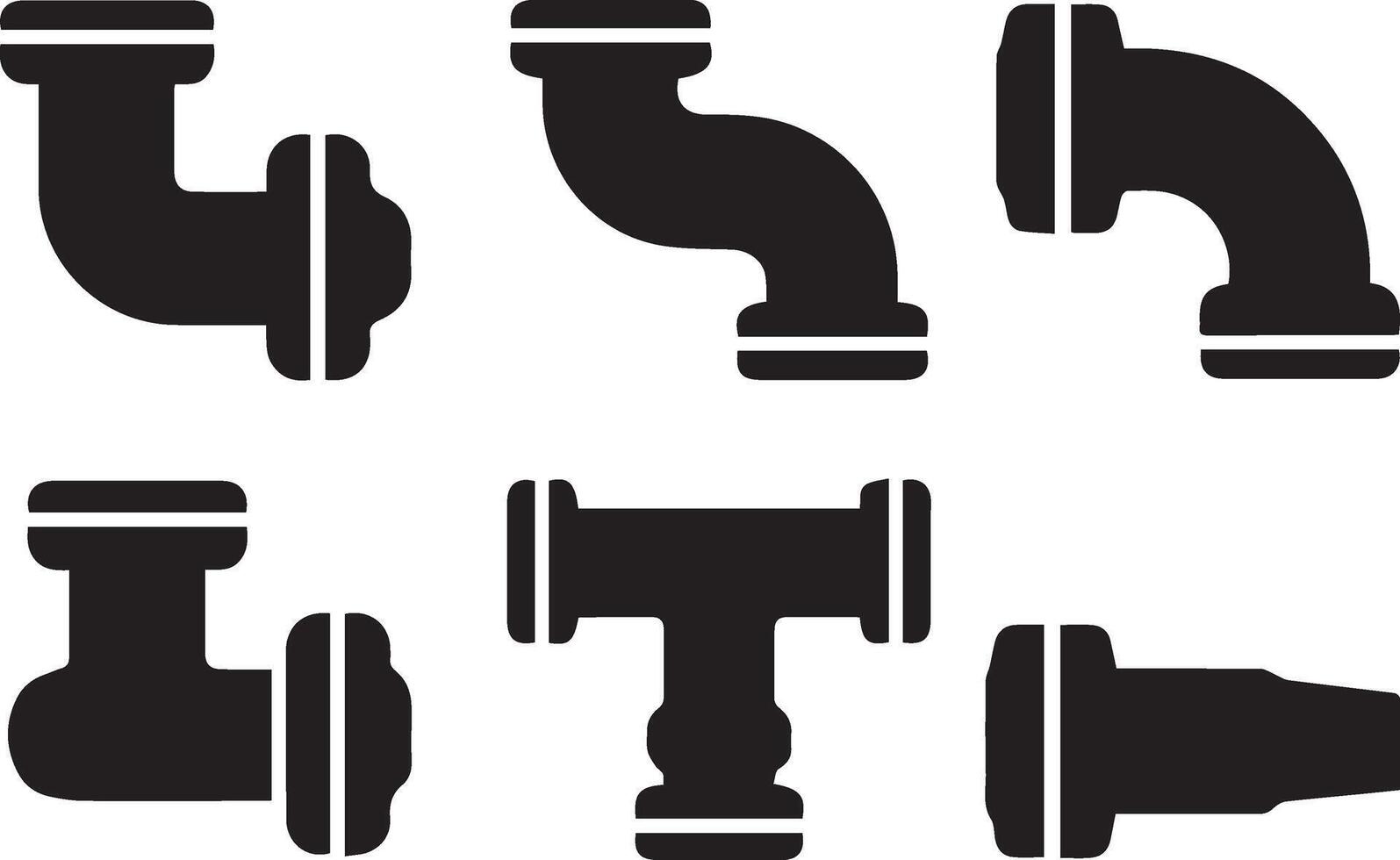 Sanitary UPVC Fittings Silhouette Set for Plumbing and Construction Projects vector