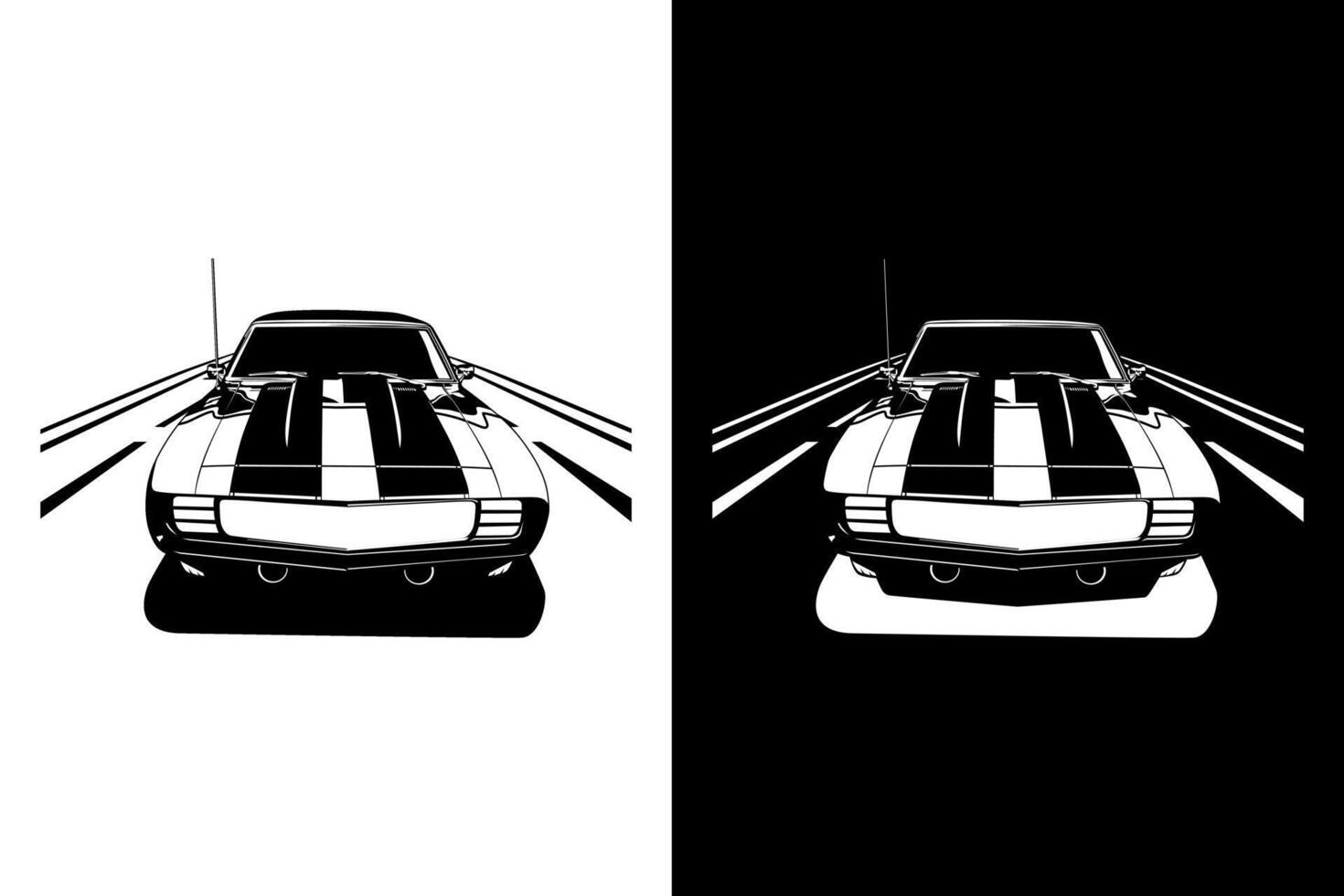 custom muscle car front view illustration design art vector