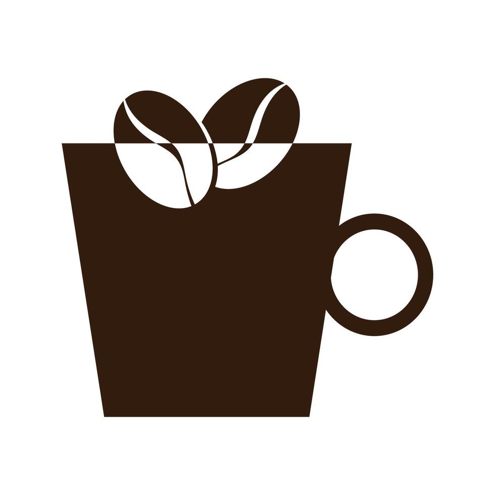 illustration of the icon, the logo of a coffee cup and coffee beans on a white background. vector