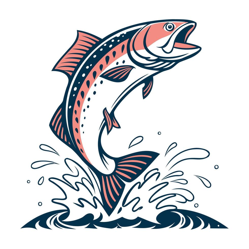 Fish Emblem Fresh and Dynamic Underwater Graphic vector