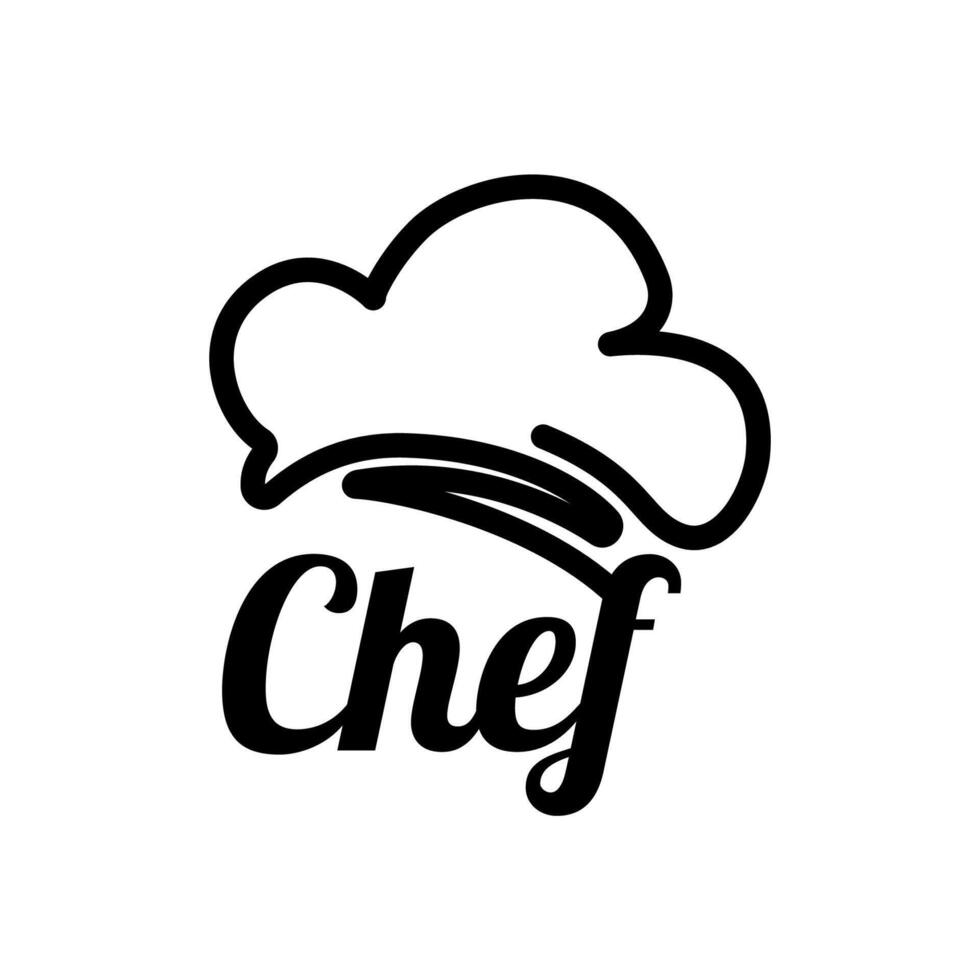 chef hat logo line and icon design template vector