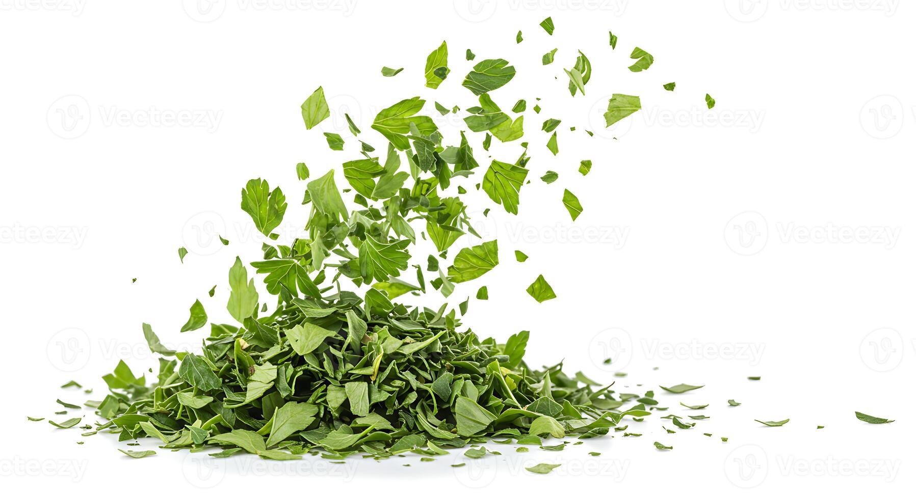 Fresh Parsley Leaves Falling Green Herb Pile Food Ingredient diet plant white spice image tasty photo