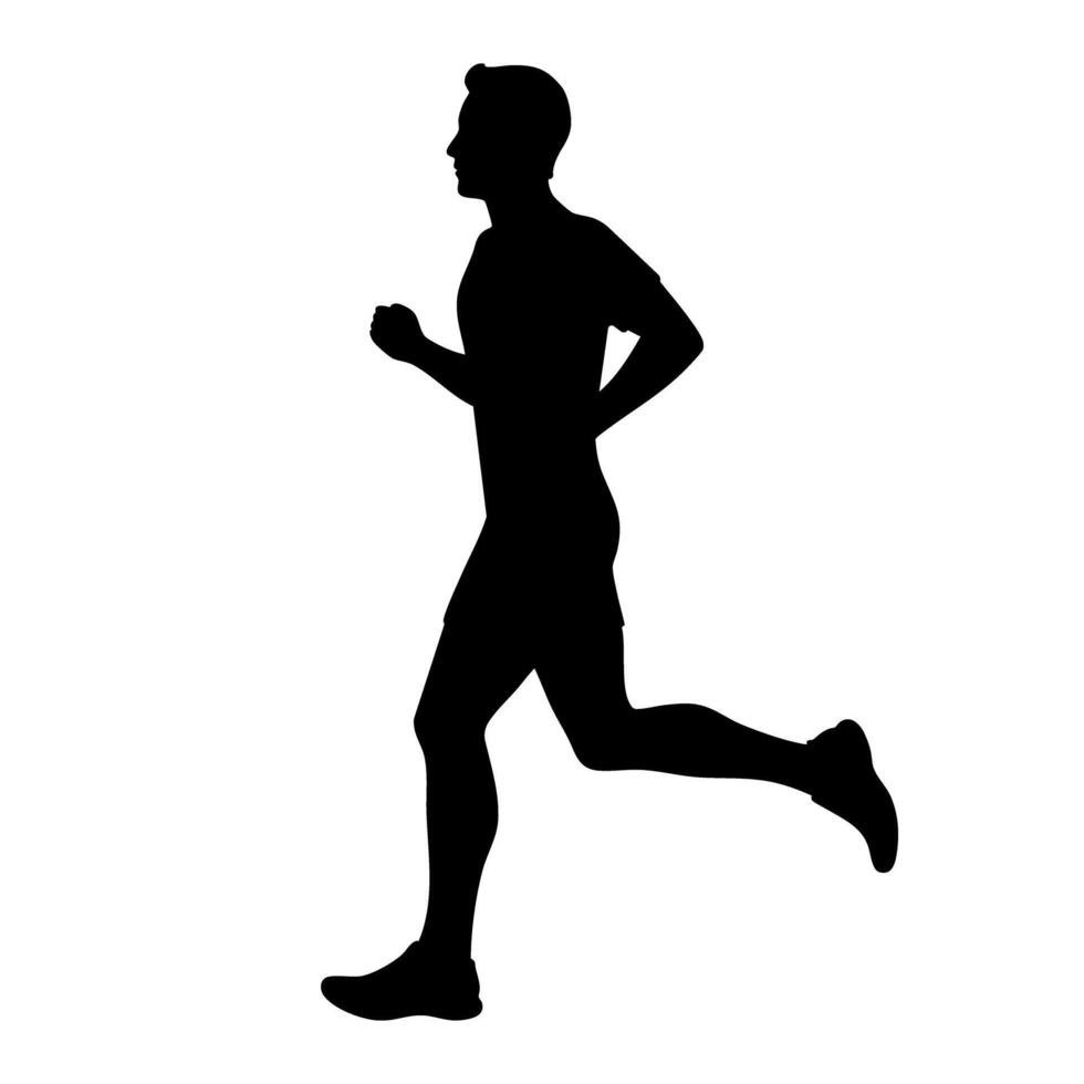 Silhouette illustration of a male athlete running vector