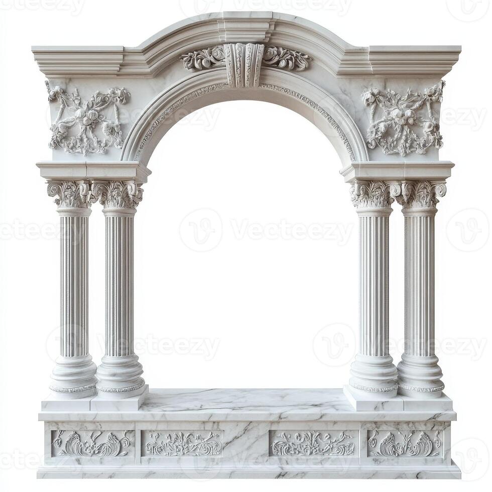 Ornate marble archway with intricate carvings and columns, designed for architectural use. photo
