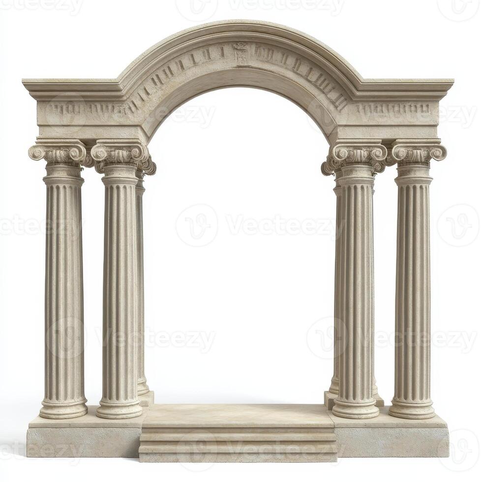 A classical architectural archway with columns, showcasing an elegant design. photo