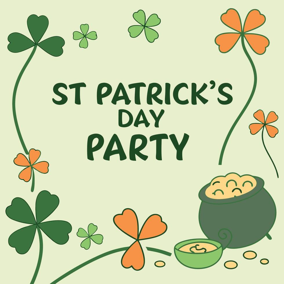 st patricks day background with clover and pot of gold illustration vector