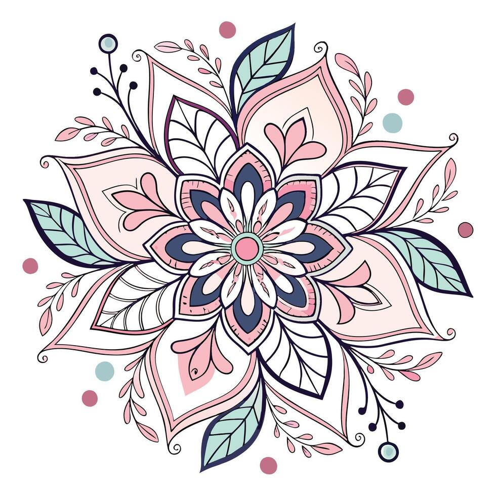 a circular design with leaves and flowers.. vector